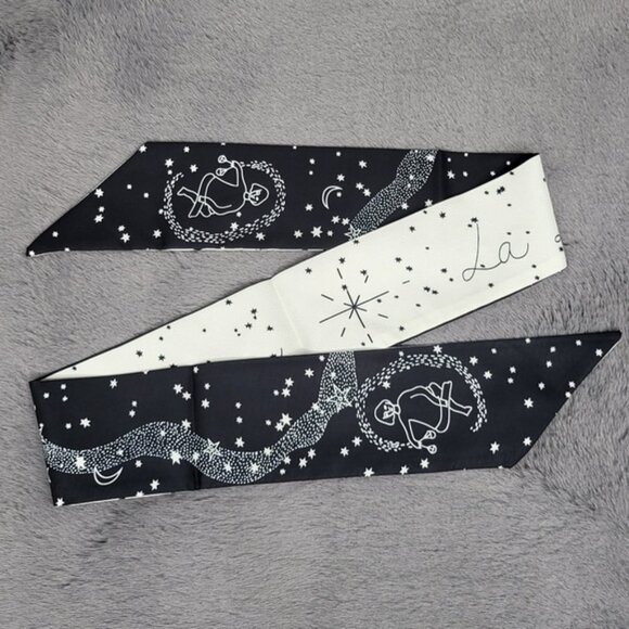 Libra Zodiac Sign Silk Twilly Scarf - Picture 5 of 7